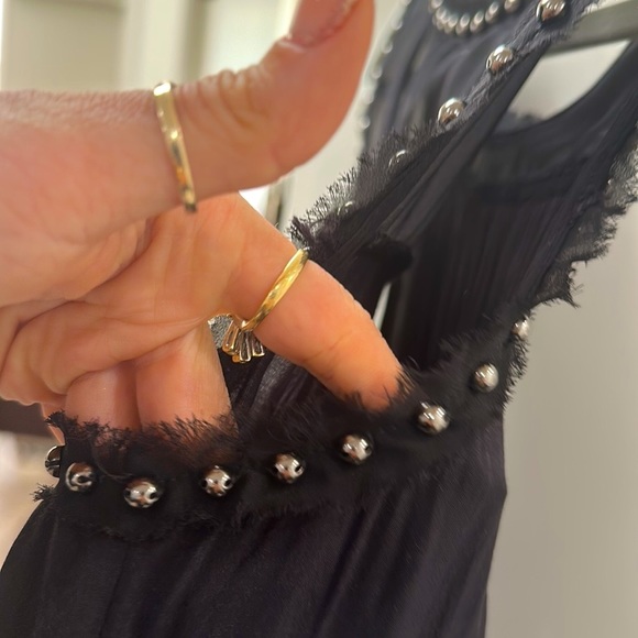 Maison scotch size 2 grommet detail and trimming black and sheer top - Picture 8 of 11